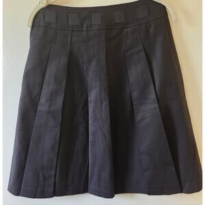 H&M Womens 6 Black Skirt Pleated Side Zip Grossgrain Belt Lined Dark Academia